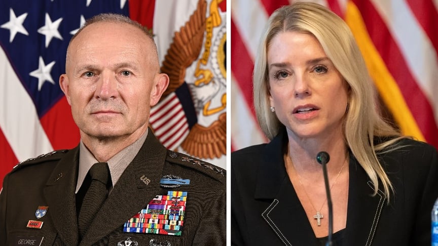 Колаж. Начальник штабу армії генерал Ренді Джордж та генпрокурорка США Пем Бонді