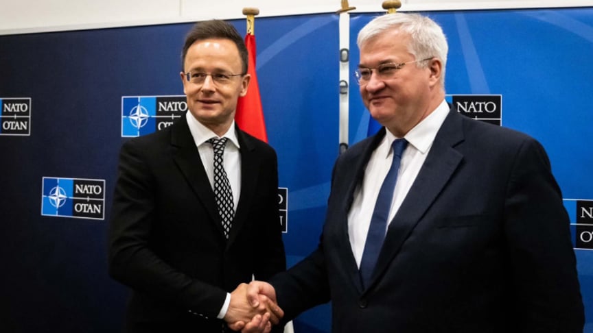 Андрій Сибіга (праворуч) з міністром закордонних справ і зовнішньої торгівлі Угорщини Петером Сіярто