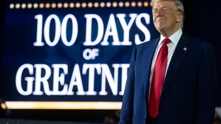 Президент США Дональд Трампа під час виступу з нагоди 100 днів свого президентства у Мічигані, 29 квітня 2025 року
