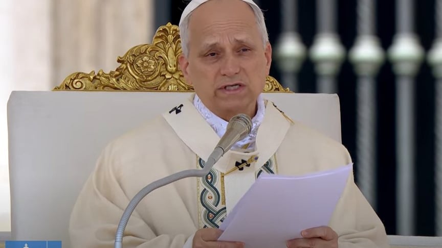 Папа Римський Лев XIV під час промови на церемонії своєї інтронізації Папа Римський Лев XIV під час промови на церемонії своєї інтронізації