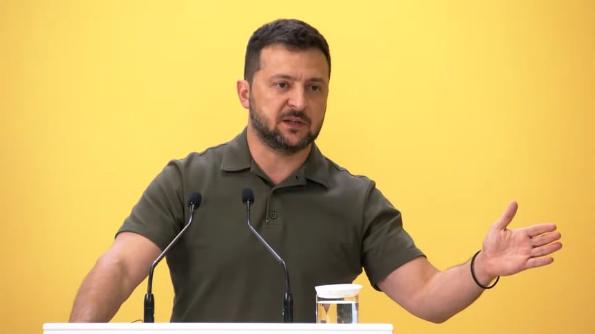 Владимир Зеленский во время брифинга после третьего саммита Крымской платформы, 23 августа 2023 года