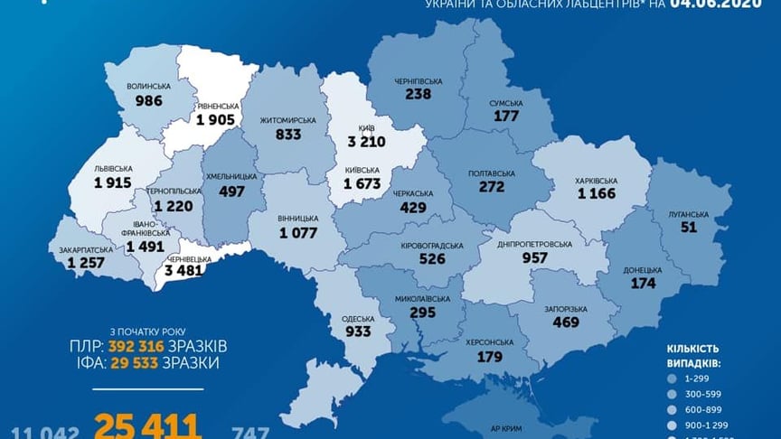 В Украине количество больных COVID-19 за сутки достигло рекордных 588 случаев