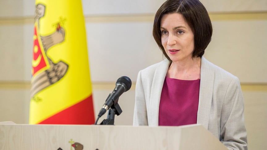 Нова прем'єр-міністерка Молдови Майя Санду під час брифінгу в будівлі парламенту в Кишиневі, Молдова, 14 червня 2019 року