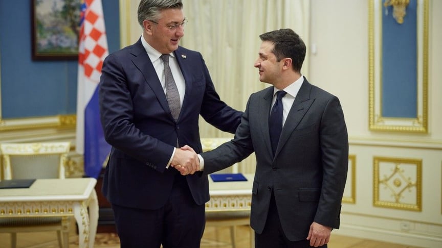 Президент Украины Владимир Зеленский и премьер-министр Хорватии Андрей Пленткович