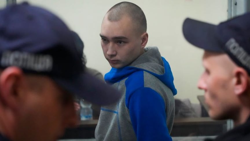 Russian service member Vadim Shishimarin in court in Kyiv, May 18, 2022