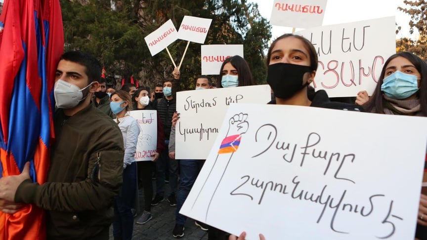 Акция протеста в Ереване, Армения, 12 ноября 2020 года