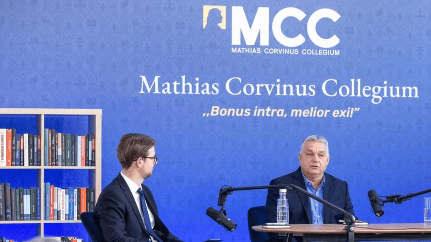 Експрем'єр-міністр Угорщини Віктор Орбан на заході у Колегіумі Матіаса Корвіна (MCC), в якому, зокрема, працював російський розвідник Сушков