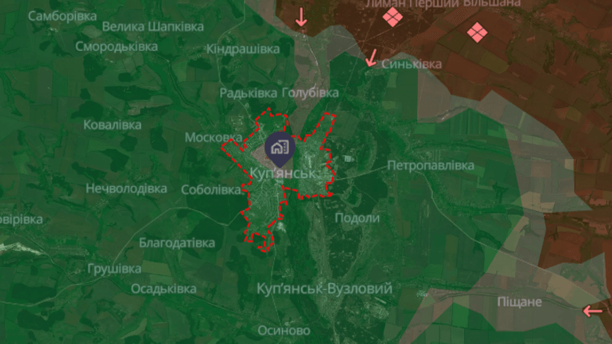 Купянск на карте DeepState по состоянию на 11 февраля