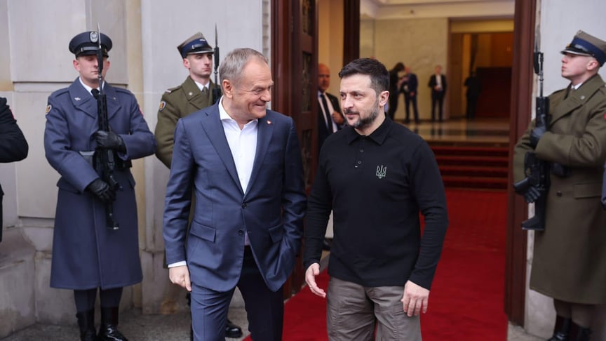 Прем’єр-міністр Польщі Дональд Туск із президентом України Володимиром Зеленським Прем’єр-міністр Польщі Дональд Туск із президентом України Володимиром Зеленським