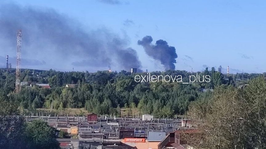 Пожар в Рязани после атаки дронов