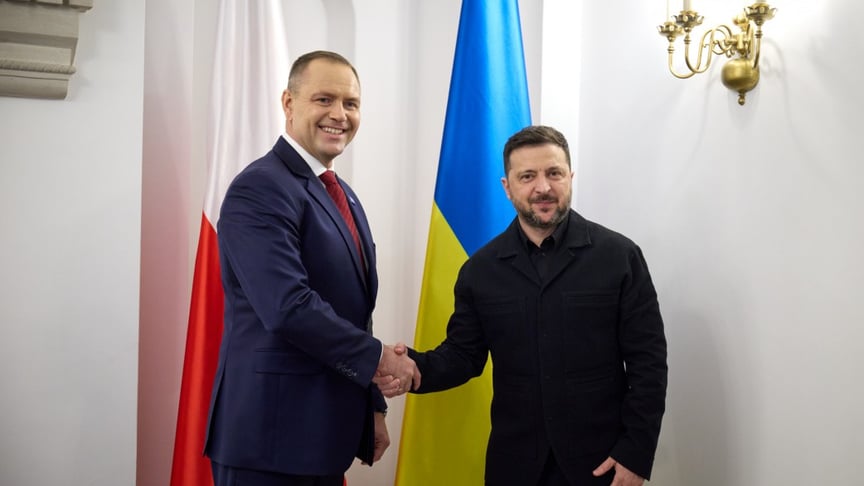 Президент України Володимир Зеленський із президентом Польщі Каролем Навроцьким Президент України Володимир Зеленський із президентом Польщі Каролем Навроцьким