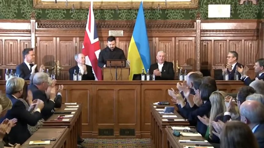 Скриншот. Президент України Володимир Зеленський виступає перед парламентом Великої Британії