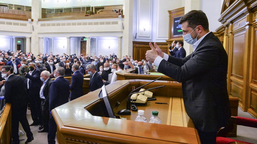 President of Ukraine Volodymyr Zelenskyy in the parliament, March 31, 2020