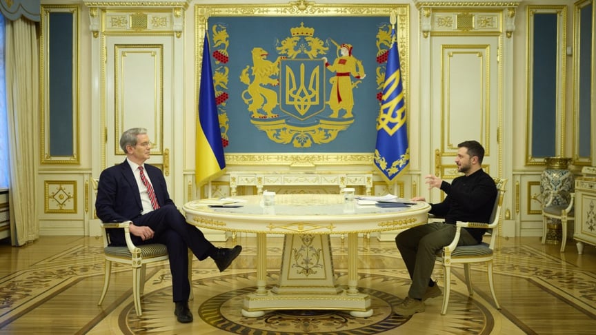 Міністр фінансів США Скотт Бессент під час зустрічі з українським президентом Володимиром Зеленським