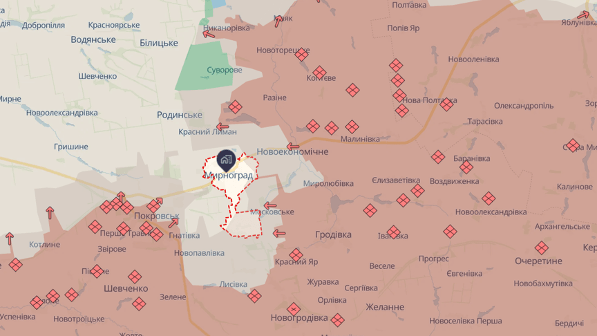 Ситуація довкола Мирнограда станом на 25 листопада 2025 року