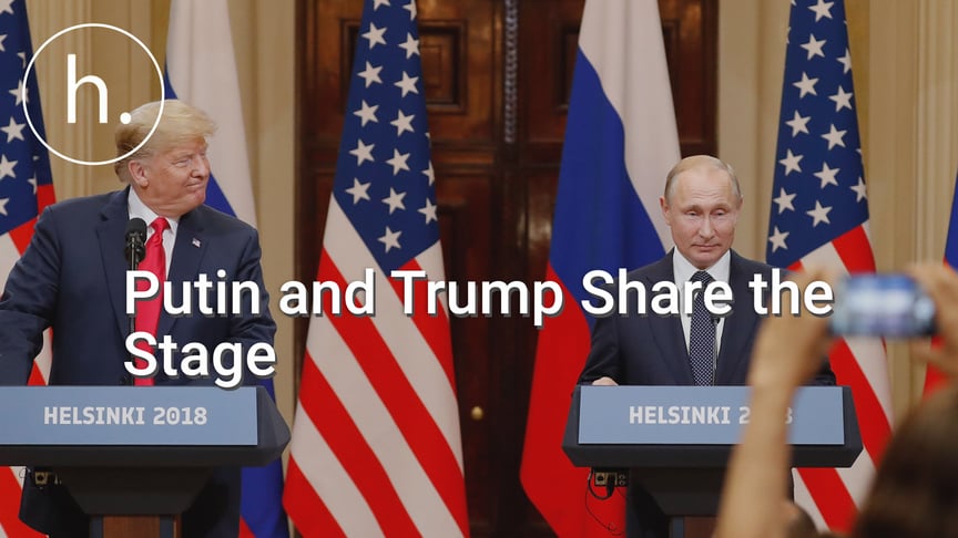 US President Donald Trump (left) and Russian President Vladimir Putin during a joint press conference in the presidential palace in Helsinki, Finland, July 16, 2018