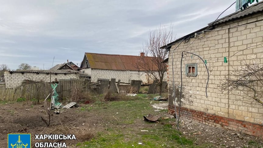 Последствия российских обстрелов Двуречной в Харьковской области, 12 апреля 2023 года