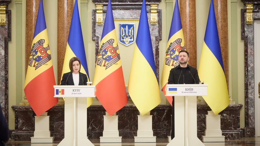 Президентка Молдови Мая Санду та президент України Володимир Зеленський у Києві, 26 квітня 2026 року