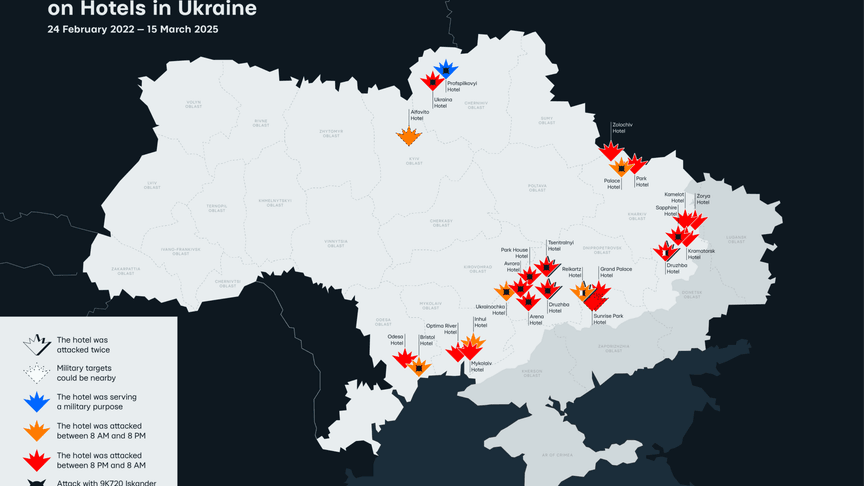 Війська рф ціляться по українських готелях, щоб обмежити доступ преси до висвітлення війни — дослідження Truth Hounds та RSF