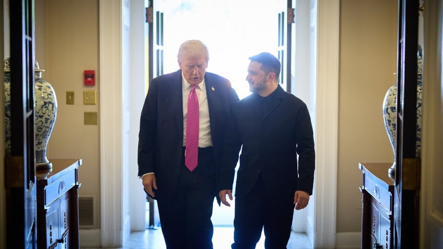 Президент США Дональд Трамп з українськи колегою Володимором Зеленським, 7 жовтня 2025 року