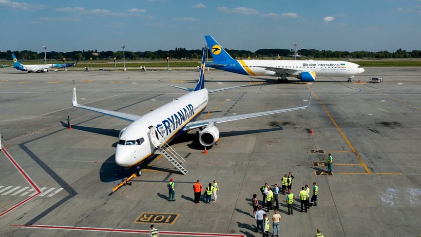 Ілюстративне фото. Пасажирський літак Boeing-737 компанії Ryanair у аеропорту «Бориспіль» у Києві, вересень 2018 року