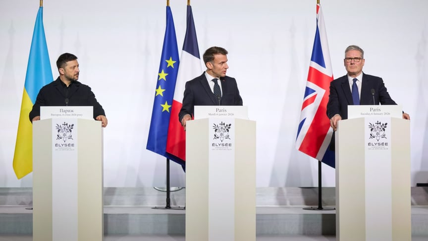 Президент Володимир Зеленський на зустрічі «коаліції охочих» у Франції, 6 січня 2026 року