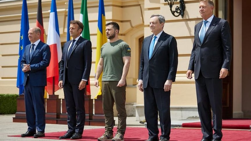 EU leaders and President of Ukraine Volodymyr Zelensky