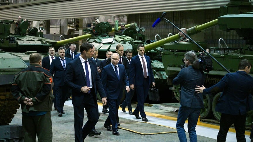 Глава рф володимир путін відвідав російський танковий завод «Уралвагонзавод», 15 лютого 2024 року