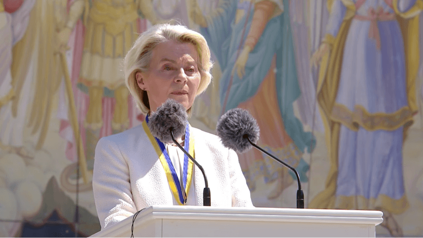 Скриншот з відео. Президентка Європейської комісії Урсула фон дер Ляєн