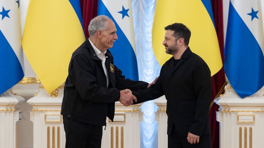 Президент Гондурасу Насрі Асфура та президент України Володимир Зеленський у Києві, 19 червня 2026 року Президент Гондурасу Насрі Асфура та президент України Володимир Зеленський у Києві, 19 червня 2026 року
