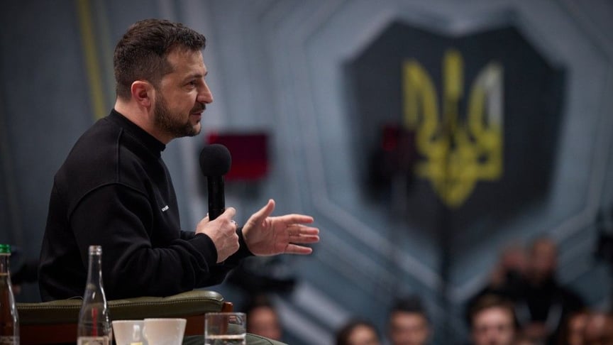 Президент Владимир Зеленский на пресс-конференции, Киев, 24 февраля 2023 года