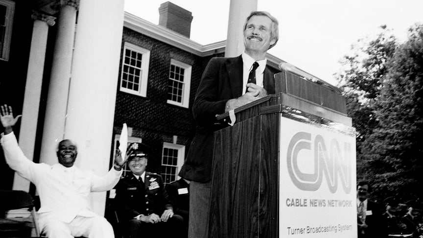 Тед Тернер під час офіційного заходу з нагоди запуску CNN у 1980 році