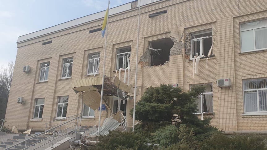 Наслідки обстрілу Бериславської РДА