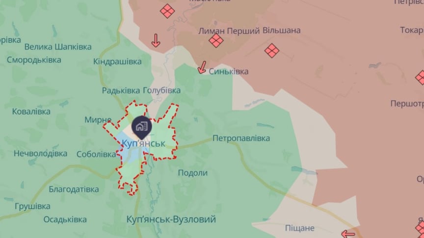 Куп’янськ на карті DeepState станом на 6 лютого
