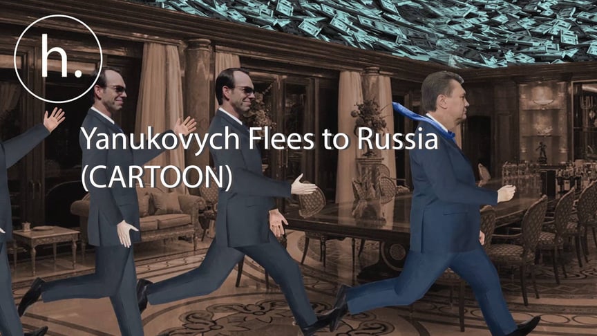 Ukraine’s Ex-President Yanukovych Flees to Russia (CARTOON)