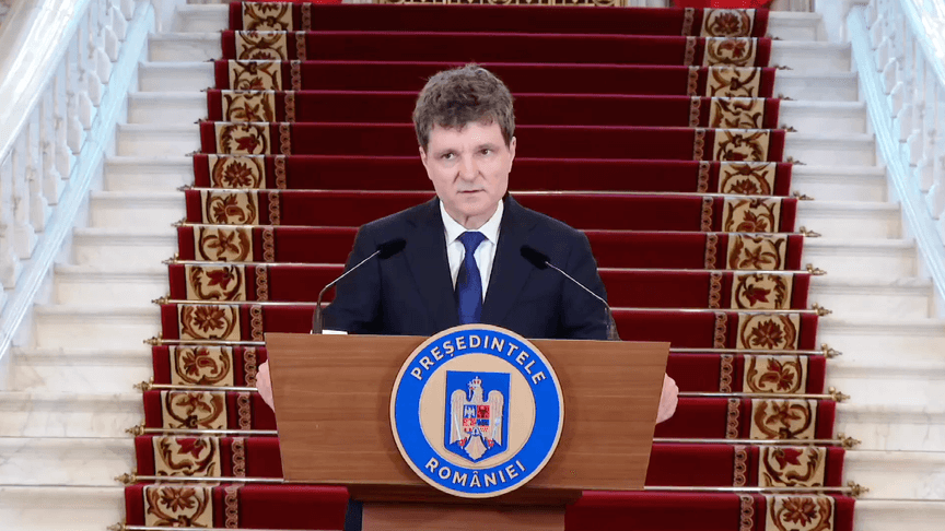 Президент Румунії Нікушор Дан під час пресконференції щодо атаки російського дрона Президент Румунії Нікушор Дан під час пресконференції щодо атаки російського дрона