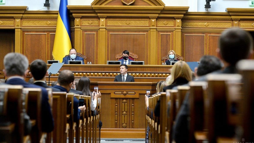 Президент України Володимир Зеленський під час засідання Верховної Ради України, в Києві, 20 жовтня 2020 року