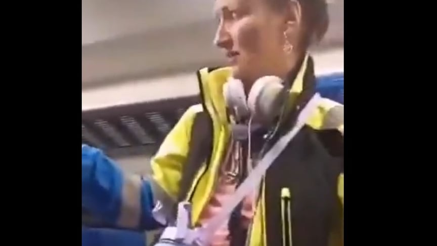 Жінка, яка погрожувала ножем у польському потязі Жінка, яка погрожувала ножем у польському потязі