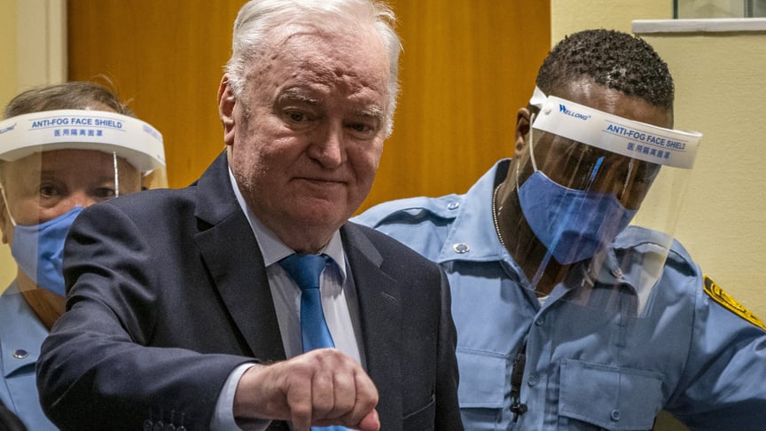 Ратко Младич перед оголошенням вироку апеляції у своїй справі, Гаага, Нідерланди, 8 червня 2021 року