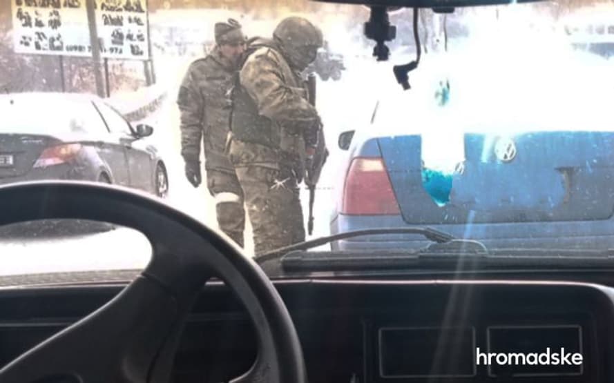 Російський блокпост на вʼїзд у місто Василівка